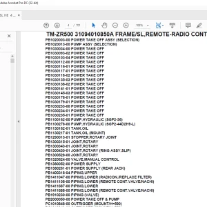 Tadano Crane TM-ZR500 31094010850A FRAME/SL,REMOTE-RADIO CONT.,HOOK-IN Parts Manual - PDF