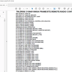 Tadano Crane TM-ZR500 31094010900A FRAME/STD,REMOTE-RADIO CONT.,HOOK-IN Parts Manual- PDF