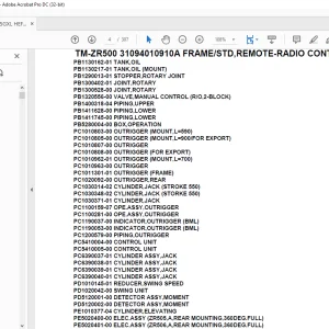 Tadano Crane TM-ZR500 31094010910A FRAME/STD,REMOTE-RADIO CONT.,HOOK-IN Parts Manual - PDF