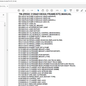 Tadano Crane TM-ZR500 31094010930A FRAME/STD,MANUAL Parts Manual - PDF DOWNLOAD