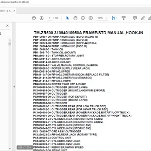 Tadano Crane TM-ZR500 31094010950A FRAME/STD,MANUAL,HOOK-IN Parts Manual - PDF DOWNLOAD