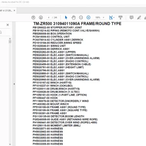 Tadano Crane TM-ZR500 31094011090A FRAMEROUND TYPE Parts Manual - PDF DOWNLOAD