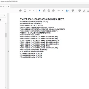 Tadano Crane TM-ZR500 31094020020 BOOM/3 SECT. Parts Manual - PDF DOWNLOAD