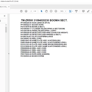 Tadano Crane TM-ZR500 31094020230 BOOM/4 SECT. Parts Manual - PDF DOWNLOAD