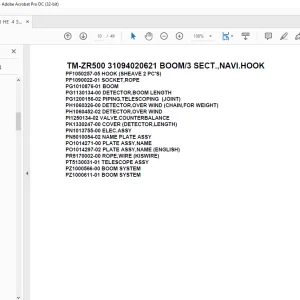 Tadano Crane TM-ZR500 31094020621 BOOM/3 SECT.,NAVI.HOOK Parts Manual - PDF DOWNLOAD