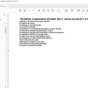 Tadano Crane TM-ZR500 31094020920 BOOM/5 SECT.,HOOK-IN,SAFETY EYES Parts Manual - PDF DOWNLOAD