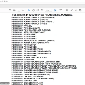 Tadano Crane TM-ZR560 41120210010A FRAME/STD,MANUAL Parts Manual - PDF DOWNLOAD