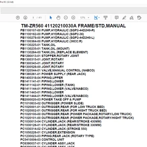 Tadano Crane TM-ZR560 41120210030A FRAME/STD,MANUAL Parts Manual - PDF DOWNLOAD