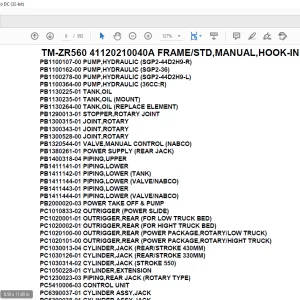 Tadano Crane TM-ZR560 41120210040A FRAME/STD,MANUAL,HOOK-IN Parts Manual - PDF DOWNLOAD