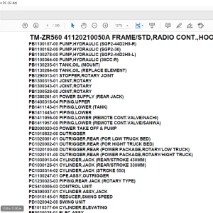 Tadano Crane TM-ZR560 41120210050A FRAME/STD RADIO CONT. HOOK-IN Parts Manual - PDF