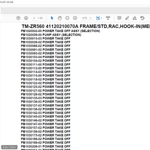 Tadano Crane TM-ZR560 41120210070A FRAME/STD,RAC,HOOK-IN(MEDIUM) Parts Manual  - PDF