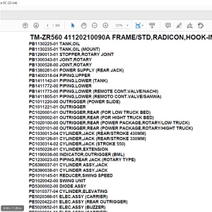 Tadano Crane TM-ZR560 41120210090A FRAME/STD,RADICON,HOOK-IN,POWER SLIDE Parts Manual - PDF