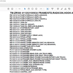 Tadano Crane TM-ZR560 41120210093A FRAME/STD,RADICON,HOOK-IN,POWER SLIDE Parts Manual - PDF