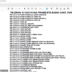 Tadano Crane TM-ZR560 41120210140A FRAME/STD,RADIO CONT.,POWER SLIDE Parts Manual - PDF