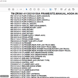 Tadano Crane TM-ZR560 41120210150A FRAME/STD,MANUAL,HOOK-IN Parts Manual - PDF DOWNLOAD