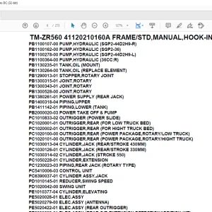 Tadano Crane  TM-ZR560 41120210160A FRAME/STD,MANUAL,HOOK-IN Parts Manual - PDF DOWNLOAD