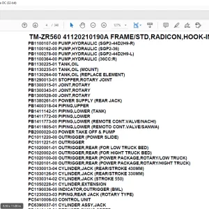 Tadano Crane TM-ZR560 41120210190A FRAME/STD,RADICON,HOOK-IN,POWER SLIDE Parts Manual - PDF