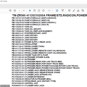 Tadano Crane TM-ZR560 41120210200A FRAME/STD,RADICON,POWER SLIDE Parts Manual - PDF DOWNLOAD