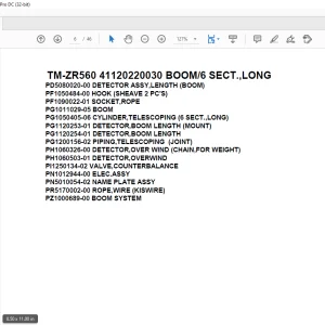 Tadano Crane TM-ZR560 41120220030 BOOM/6 SECT.,LONG Parts Manual - PDF DOWNLOAD