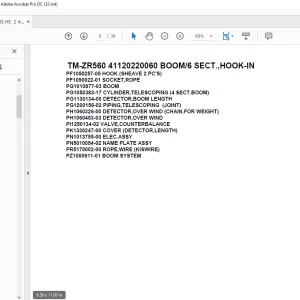 Tadano Crane TM-ZR560 41120220060 BOOM/6 SECT.,HOOK-IN Parts Manual - PDF DOWNLOAD