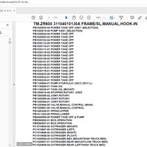 Tadano Crane TM-ZR600 31104010130A FRAME/SL,MANUAL,HOOK-IN Parts Manual - PDF DOWNLOAD