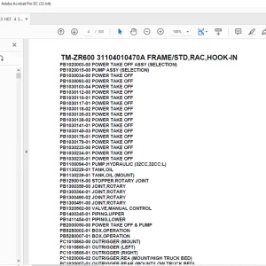 Tadano Crane TM-ZR600 31104010470A FRAME/STD,RAC,HOOK-IN Parts Manual - PDF DOWNLOAD