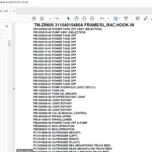 Tadano Crane TM-ZR600 31104010480A FRAME/SL,RAC,HOOK-IN Parts Manual - PDF DOWNLOAD