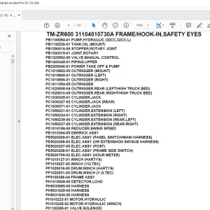 Tadano Crane TM-ZR600 31104010730A FRAME/HOOK-IN,SAFETY EYES Parts Manual