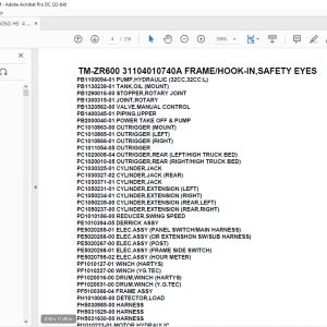 Tadano Crane TM-ZR600 31104010740A FRAME/HOOK-IN,SAFETY EYES Parts Manual - PDF