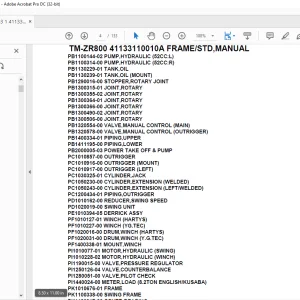 Tadano Crane TM-ZR800 41133110010A FRAME/STD,MANUAL Parts Manual - PDF DOWNLOAD