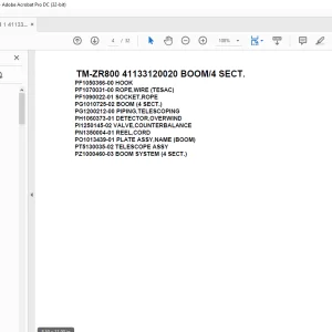 Tadano Crane TM-ZR800 41133120020 BOOM/4 SECT. Parts Manual - PDF DOWNLOAD