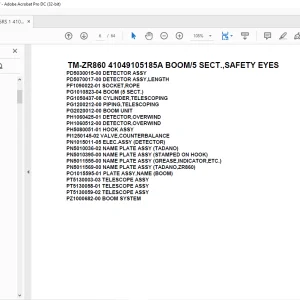 Tadano Crane TM-ZR860 41049105185A BOOM/5 SECT.,SAFETY EYES Parts Manual - PDF DOWNLOAD