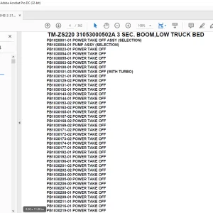 Tadano Crane TM-ZS220 31053000502A 3 SEC. BOOM,LOW TRUCK BED Parts Manual - PDF