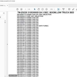 Tadano Crane TM-ZS220 31053000512A 3 SEC. BOOM,LOW TRUCK BED Parts Manual - PDF