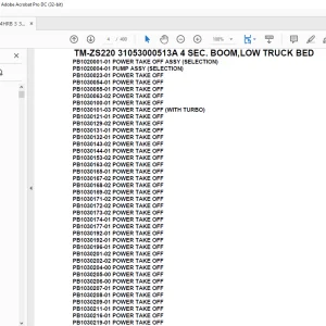 Tadano Crane TM-ZS220 31053000513A 4 SEC. BOOM,LOW TRUCK BED Parts Manual