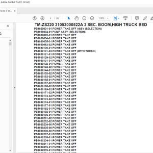 Tadano Crane TM-ZS220 31053000522A 3 SEC. BOOM,HIGH TRUCK BED Parts Manual - PDF