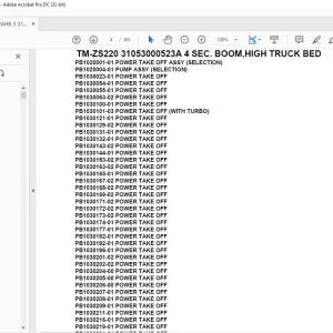 Tadano Crane TM-ZS220 31053000523A 4 SEC. BOOM,HIGH TRUCK BED Parts Manual - PDF
