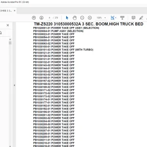 Tadano Crane TM-ZS220 31053000532A 3 SEC. BOOM,HIGH TRUCK BED Parts Manual - PDF