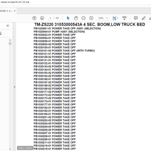 Tadano Crane TM-ZS220 31053000543A 4 SEC. BOOM,LOW TRUCK BED Parts Manual - PDF