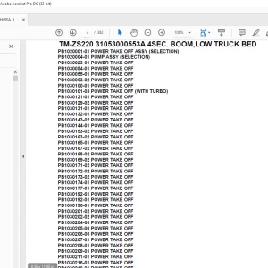 Tadano Crane TM-ZS220 31053000553A 4SEC. BOOM,LOW TRUCK BED Parts Manual - PDF