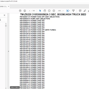 Tadano Crane TM-ZS220 31053000562A 3 SEC. BOOM,HIGH TRUCK BED Parts Manual - PDF