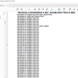 Tadano Crane TM-ZS220 31053000563A 4 SEC. BOOM,HIGH TRUCK BED Parts Manual - PDF