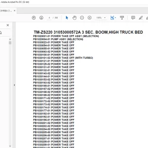 Tadano Crane TM-ZS220 31053000572A 3 SEC. BOOM,HIGH TRUCK BED Parts Manual - PDF