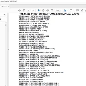Tadano Crane TM-ZT400 41059101003A FRAMESTD,MANUAL VALVE Parts Manual - PDF DOWNLOAD