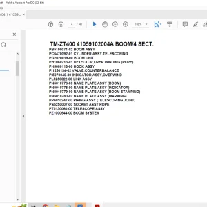 Tadano Crane TM-ZT400 41059102004A BOOM/4 SECT.Parts Manual - PDF DOWNLOAD