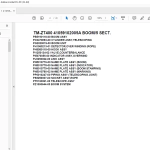 Tadano Crane TM-ZT400 41059102005A BOOM/5 SECT.Parts Manual - PDF DOWNLOAD