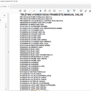 Tadano Crane TM-ZT400 41059201003A FRAME/STD,MANUAL VALVE Parts Manual - PDF DOWNLOAD