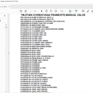 Tadano Crane TM-ZT400 41059201004A FRAMESTD,MANUAL VALVE Parts Manual - PDF DOWNLOAD