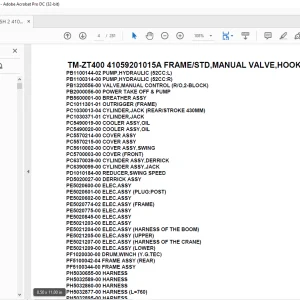 Tadano Crane TM-ZT400 41059201015A FRAMESTD,MANUAL VALVE,HOOK-IN Parts Manual - PDF