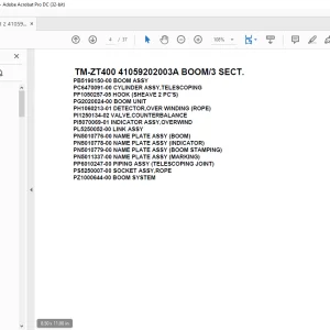 Tadano Crane TM-ZT400 41059202003A BOOM/3 SECT.Parts Manual - PDF DOWNLOAD